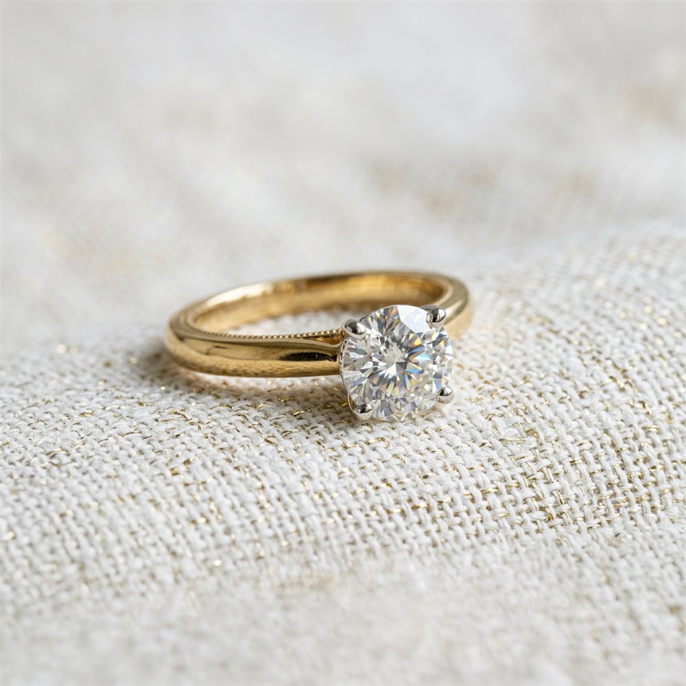 Diamond ring on cashmere knit